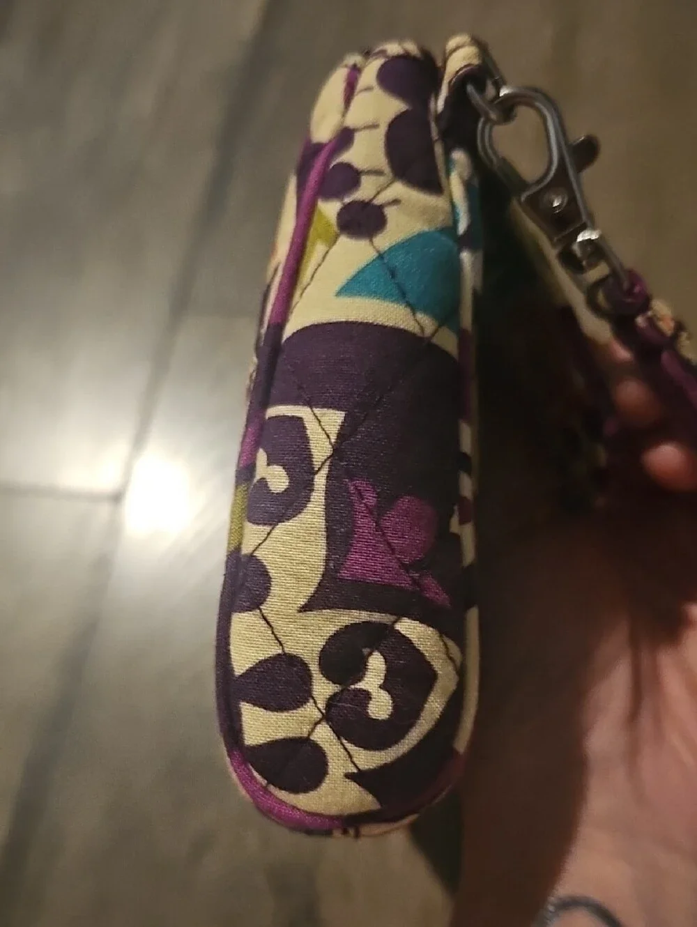 Vera Bradley Plum Crazy Purple Quilted Wristlet and Card Pouch Purse